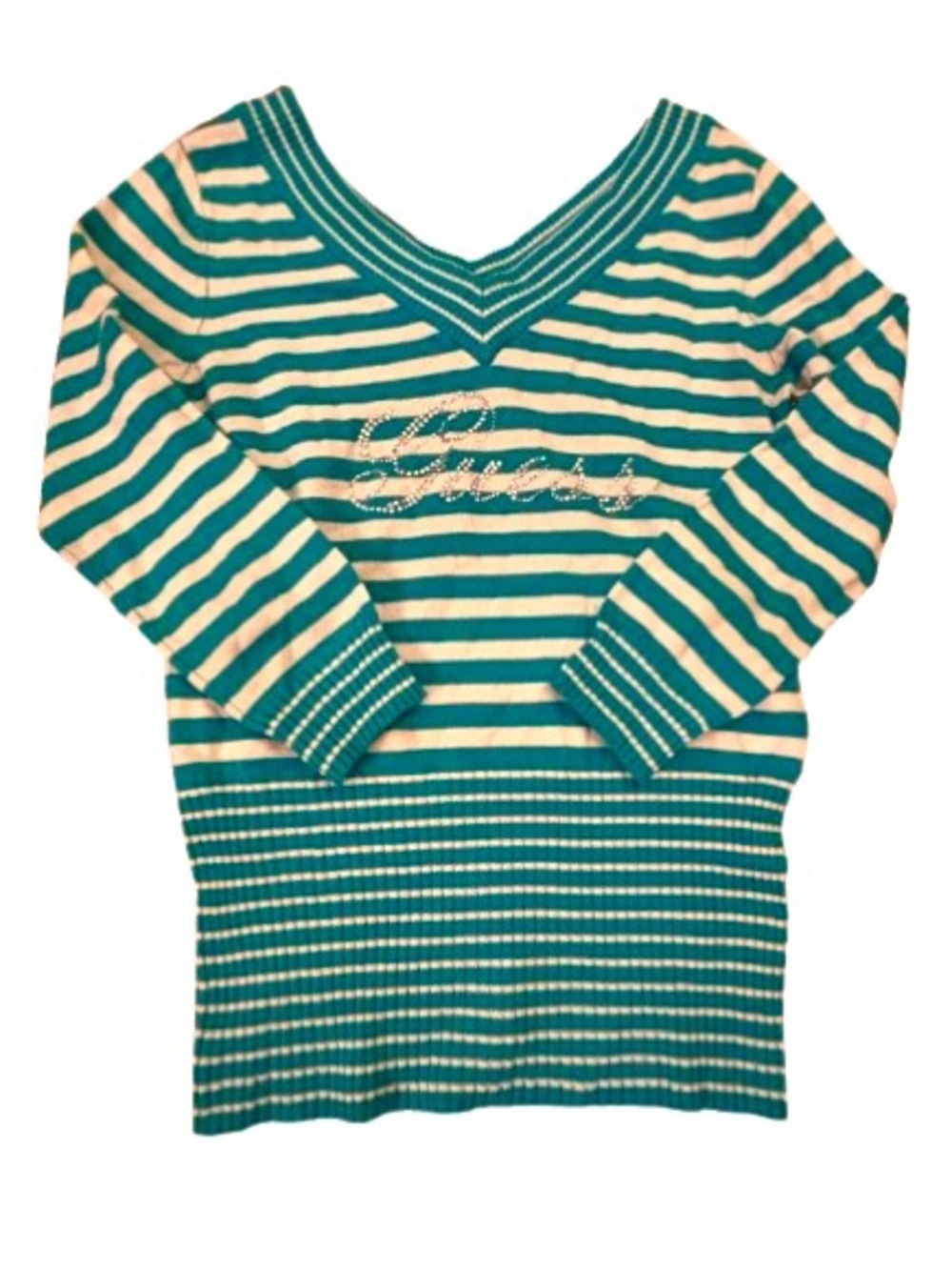 Vintage Y2K GUESS Striped V-Neck Top